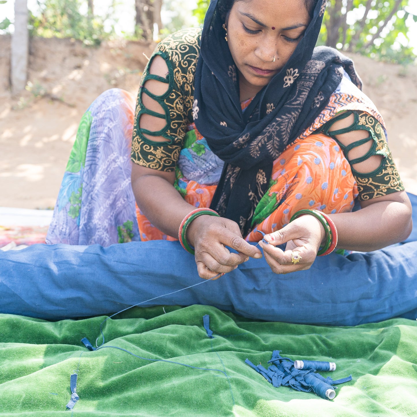 100% Natural Fibre Velvet Comforter Moss Green