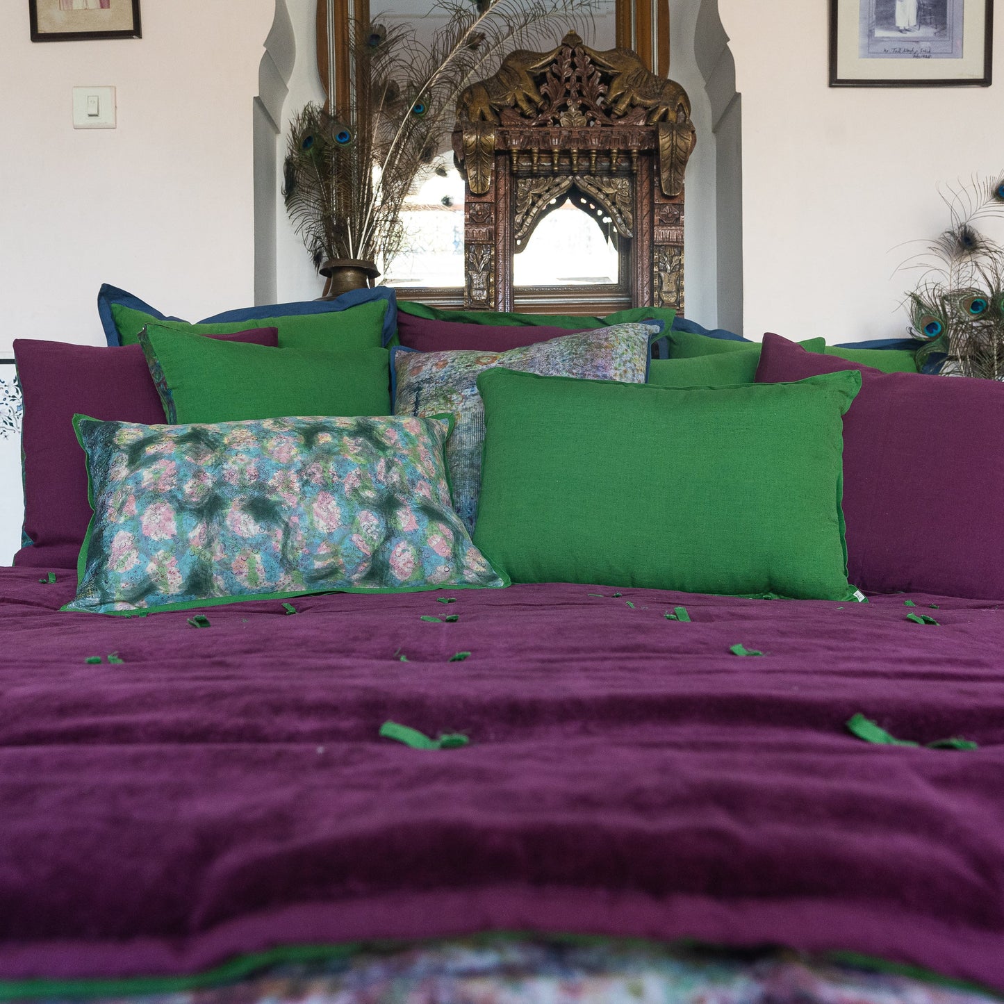 100% Natural Fibre Velvet Comforter Damson