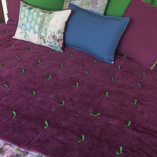 100% Natural Fibre Velvet Comforter Damson