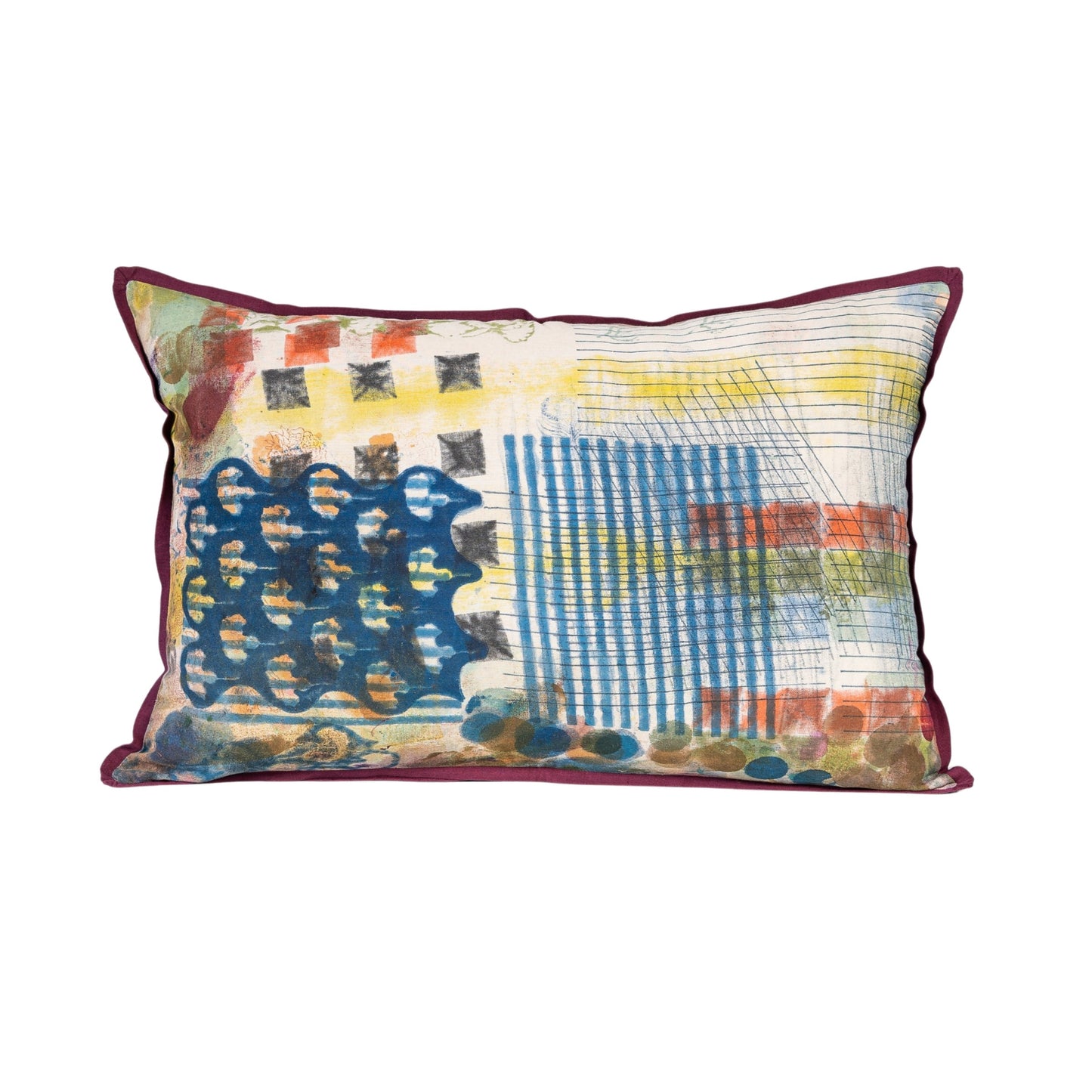 Cushion Cover - Graffiti Grid / Damson - 40 x 60 - One of a Kind