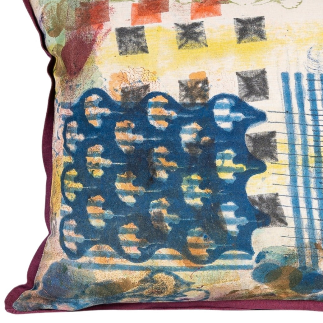 Cushion Cover - Graffiti Grid / Damson - 40 x 60 - One of a Kind