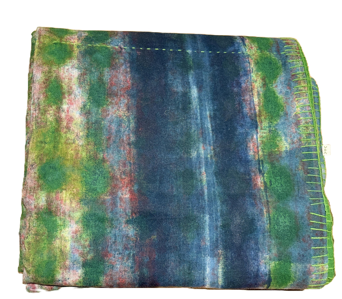 Half Kantha Dohar Quilt - Moss Q.M.111