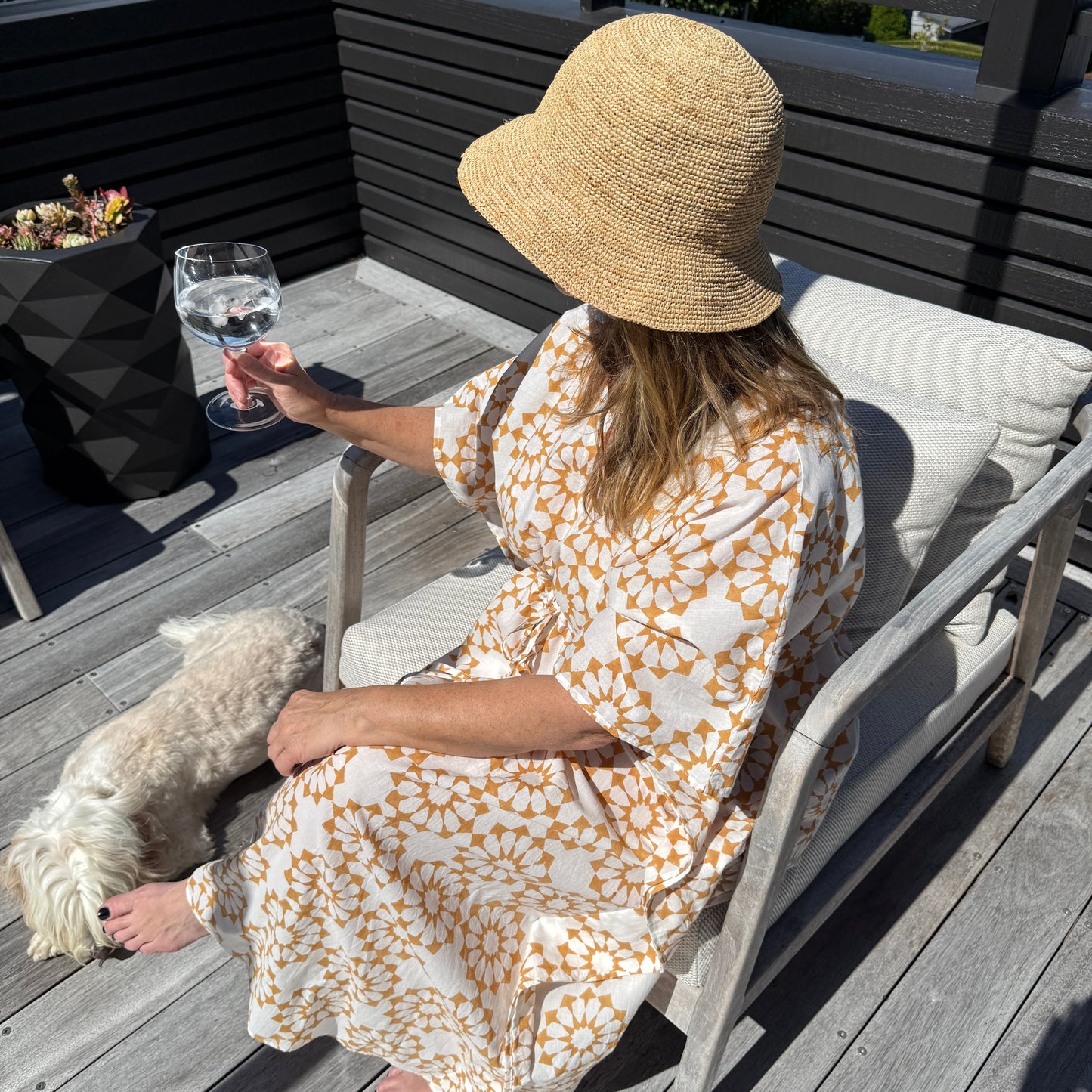 Kaftan - Sunburst - Mustard / White -one size