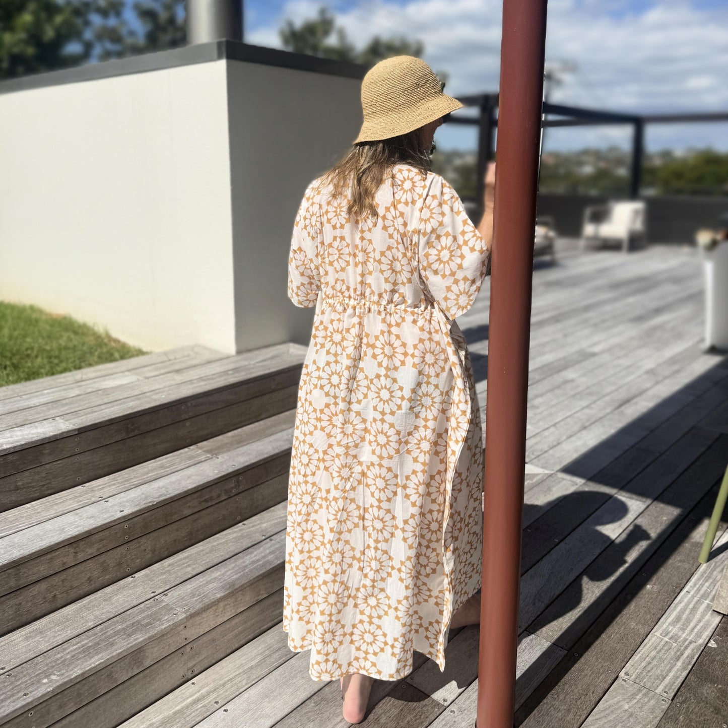 Kaftan - Sunburst - Mustard / White -one size