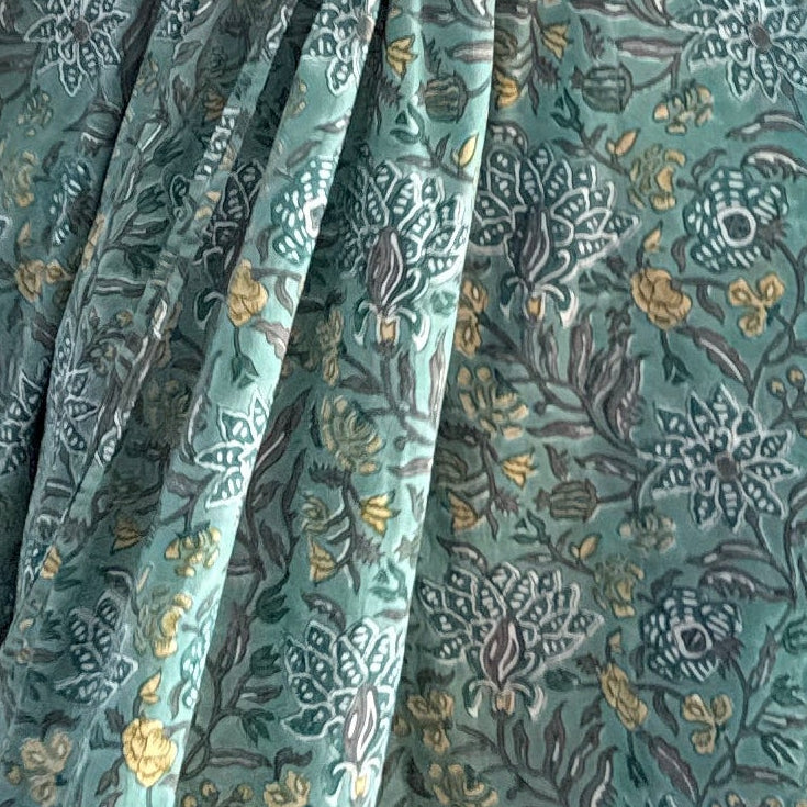 Kaftan - Floral Vine - Seaglass / Ochre -one size