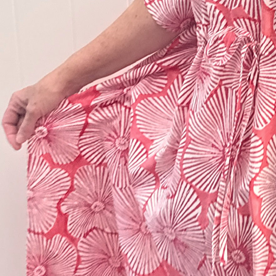 Kaftan - Lilypad- Coral / White -one size