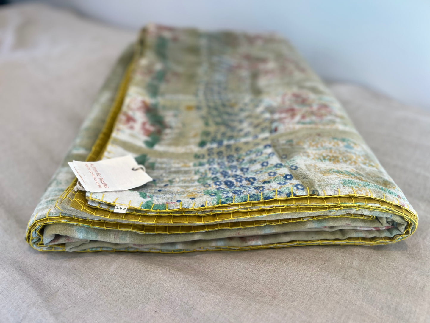 Full Kantha Dohar Quilt - Ochre Rose / Citrine - One of a Kind