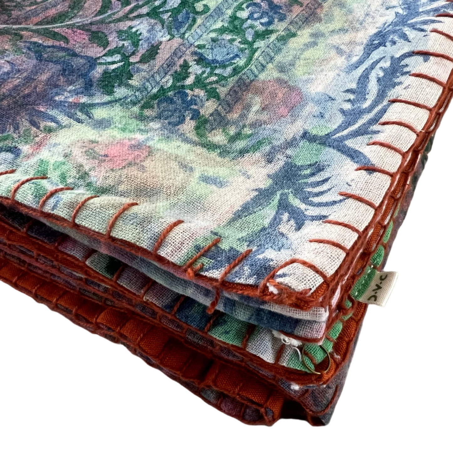 Full Kantha Dohar Quilt - Jaipur Sunset Floral / Carnelian - One of a Kind
