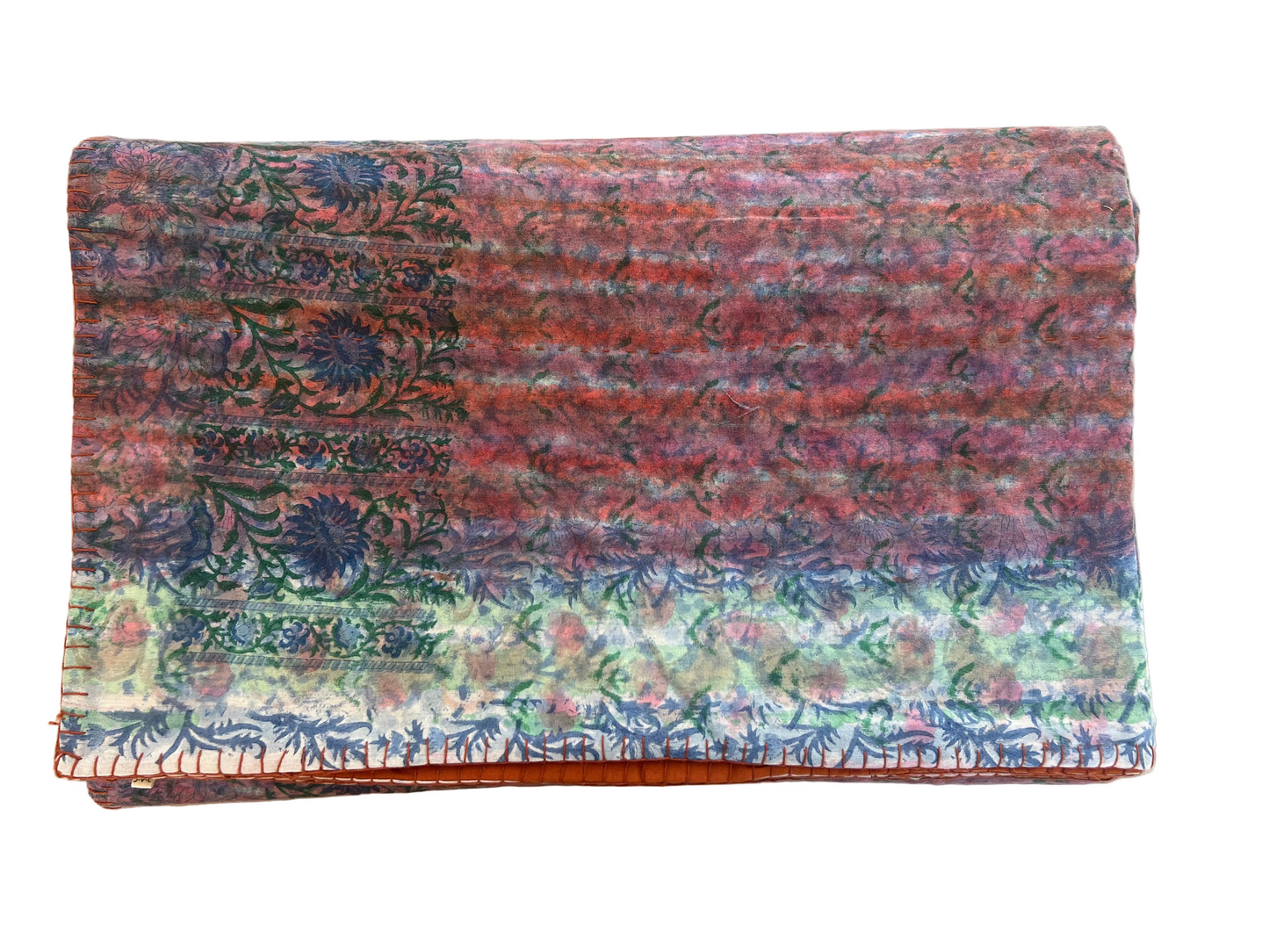 Full Kantha Dohar Quilt - Jaipur Sunset Floral / Carnelian - One of a Kind