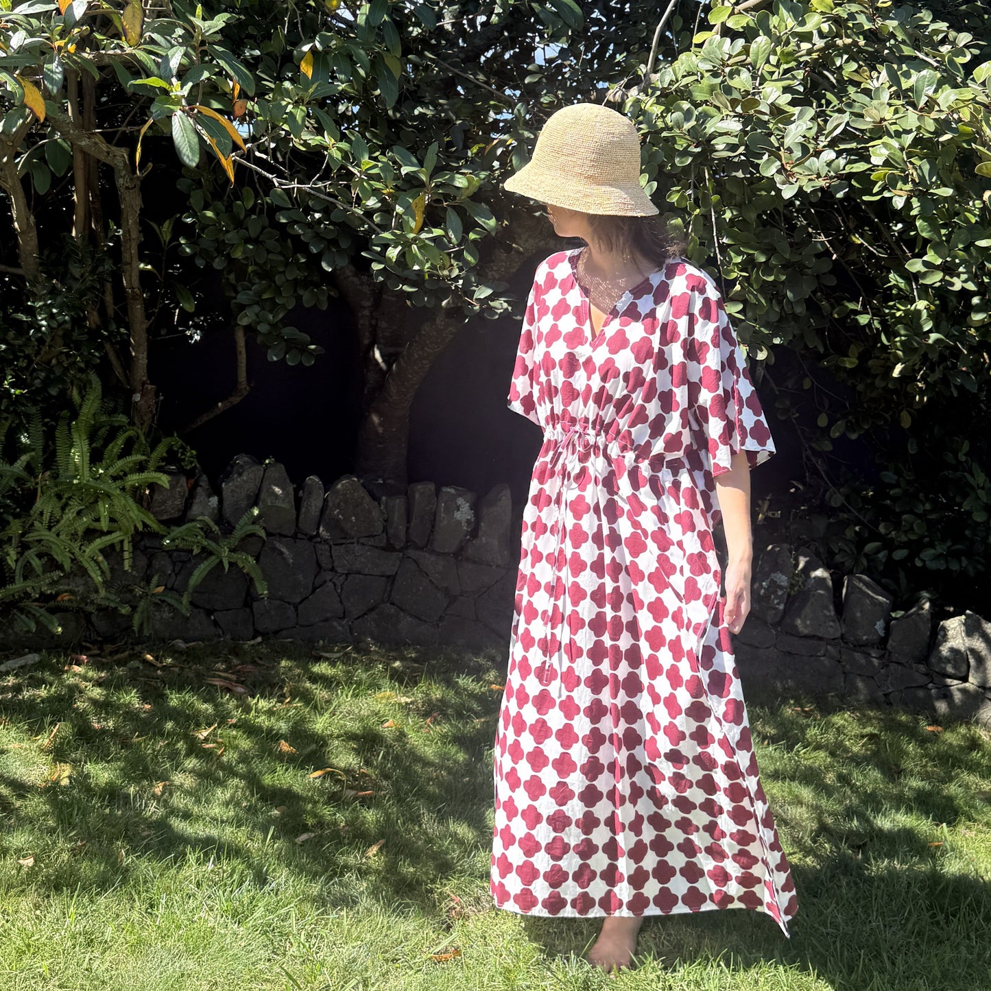 Kaftan - Geometric - Damson / White - One size