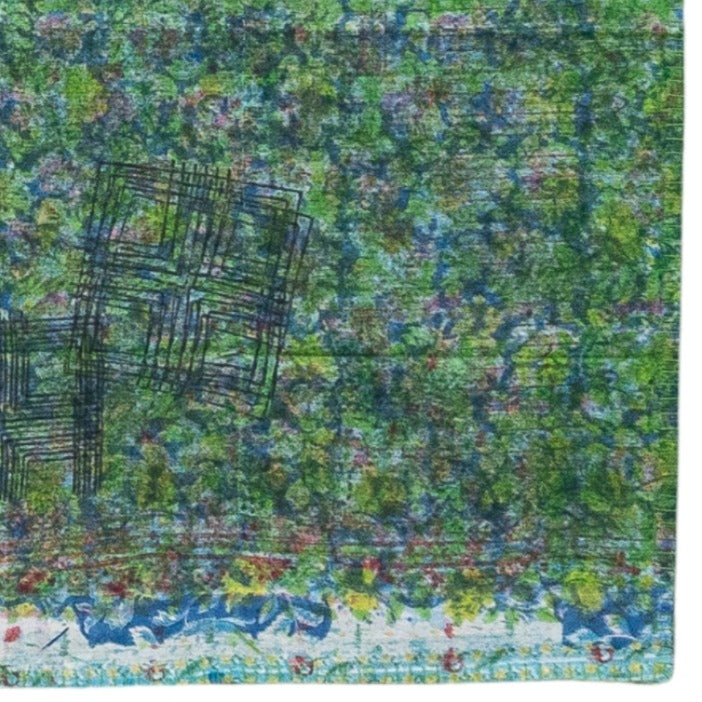 Half Kantha Dohar Quilt - Moody Emerald / Moss - One of a Kind