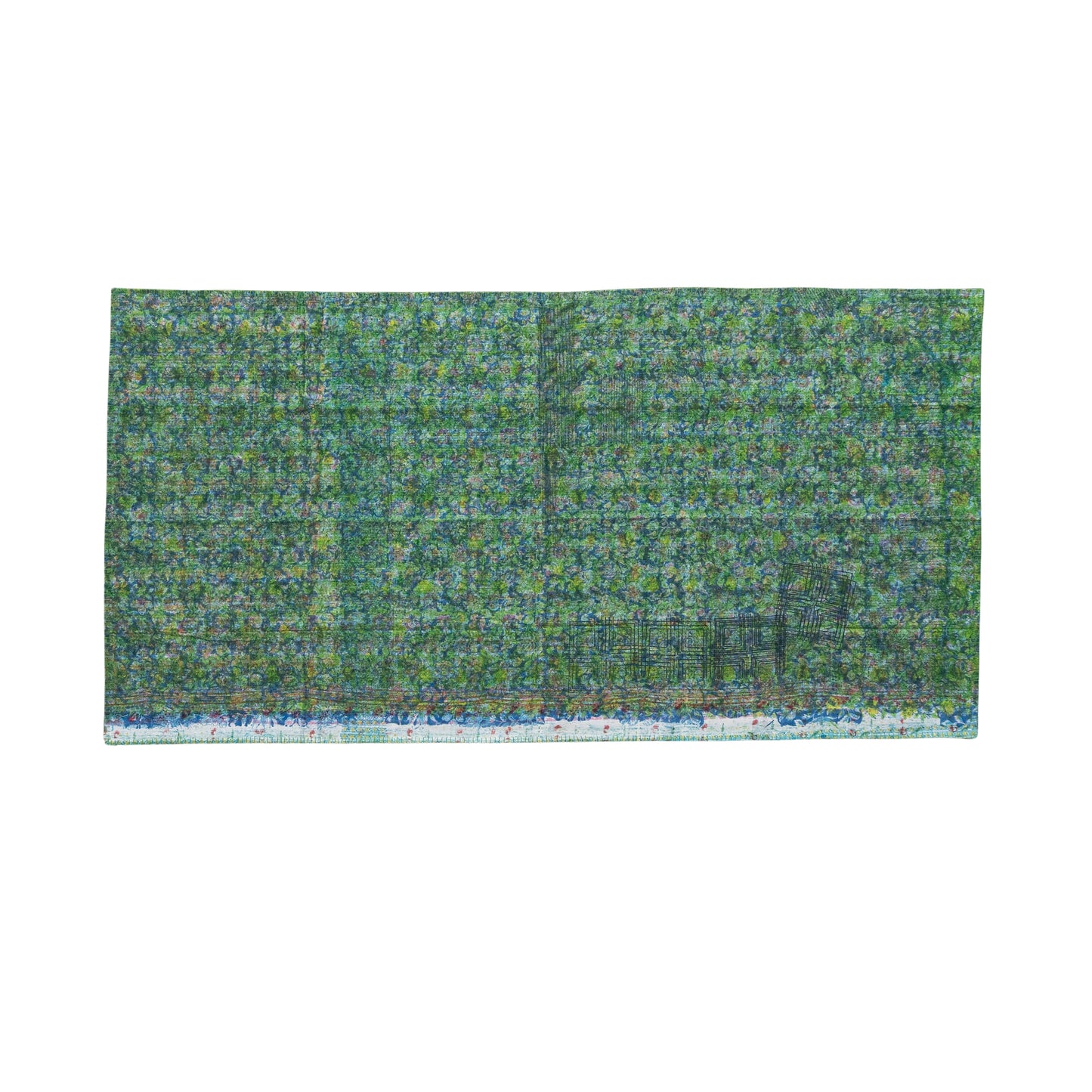 Half Kantha Dohar Quilt - Moody Emerald / Moss - One of a Kind
