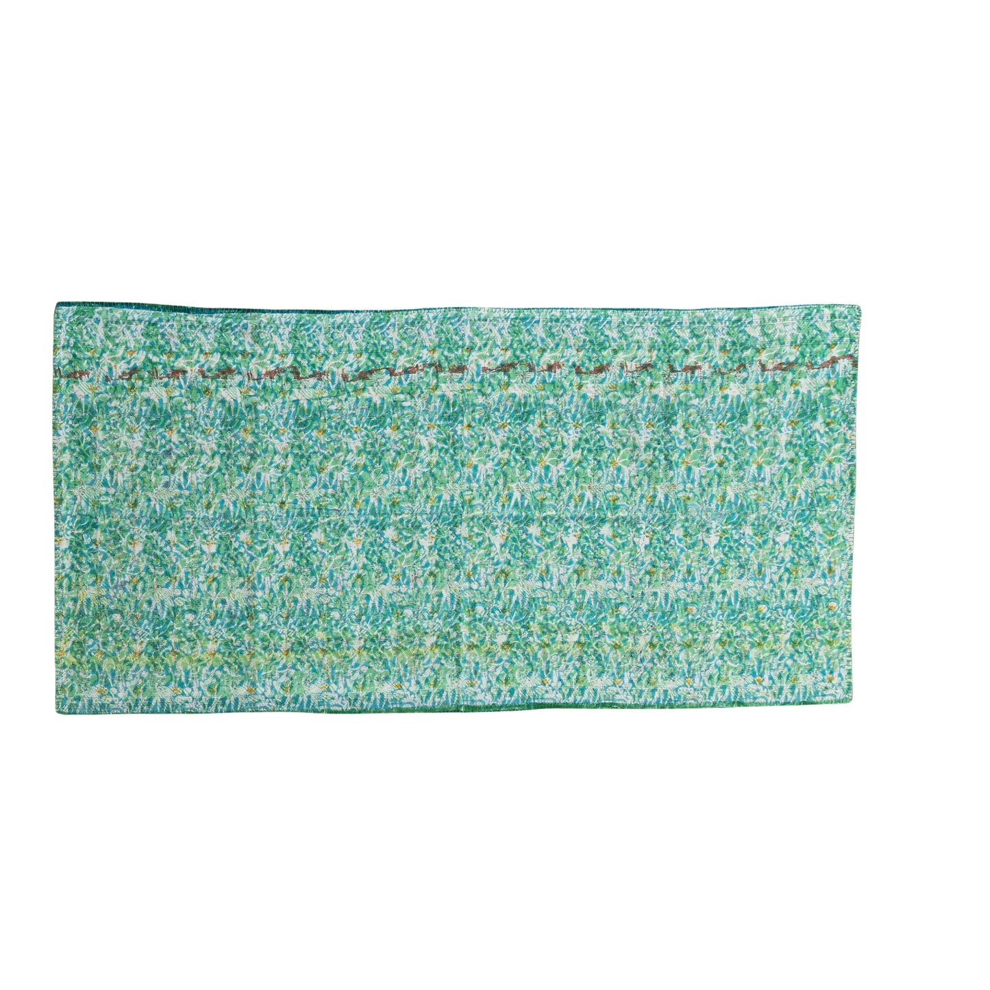 Half Kantha Dohar Quilt - Sea Glass / Moss - One of a Kind