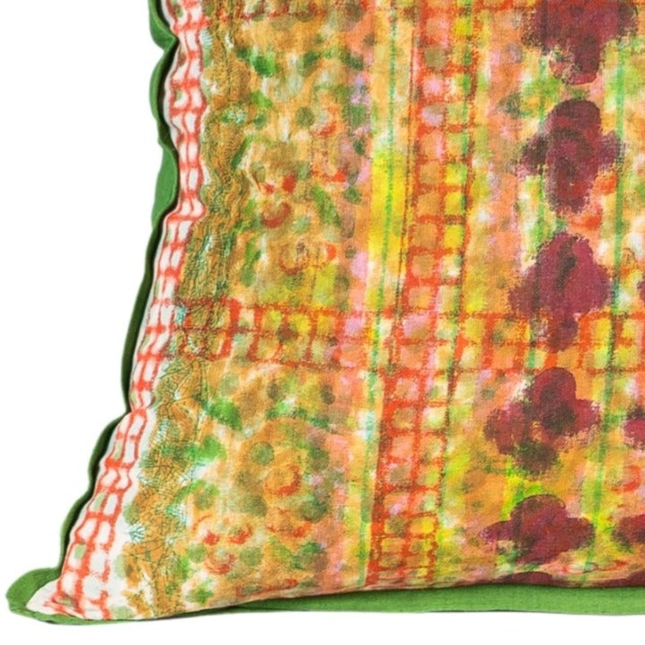 Cushion Cover - Lattice Lime / Moss 55 x 55  Limited Edition of 3