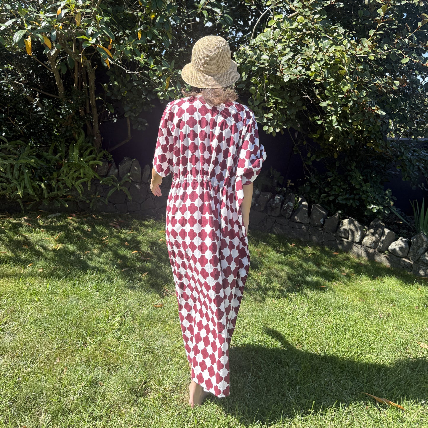 Kaftan - Geometric - Damson / White - One size