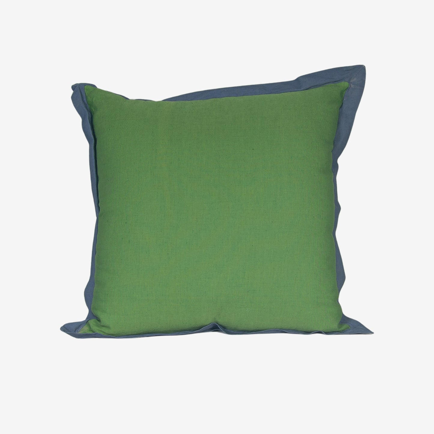 Euro Pillow Cover - 60 x 60cm Moss with Blue Iris border
