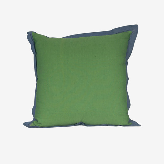 Euro Pillow Cover - 60 x 60cm Moss with Blue Iris border