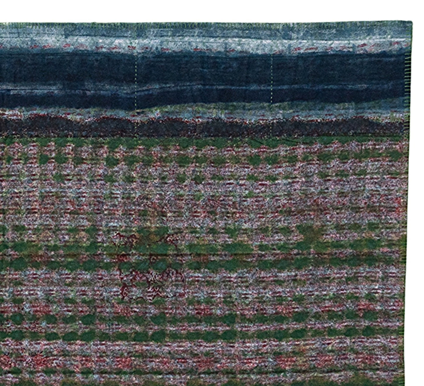 Half Kantha Dohar Quilt - Moss Q.M.111