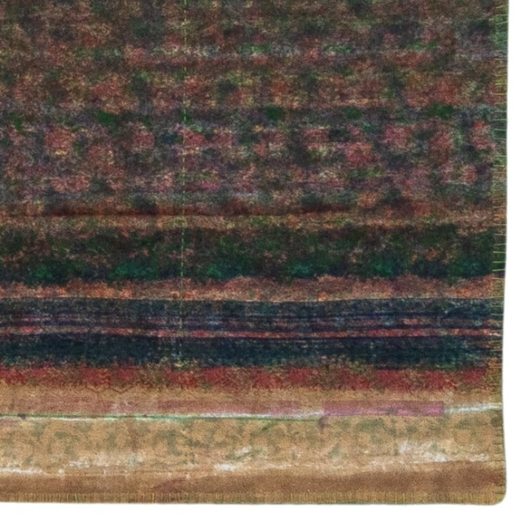 Half Kantha Dohar Quilt - Saturated Stripe / Moss - One of a Kind