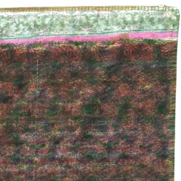 Half Kantha Dohar Quilt - Saturated Stripe / Moss - One of a Kind