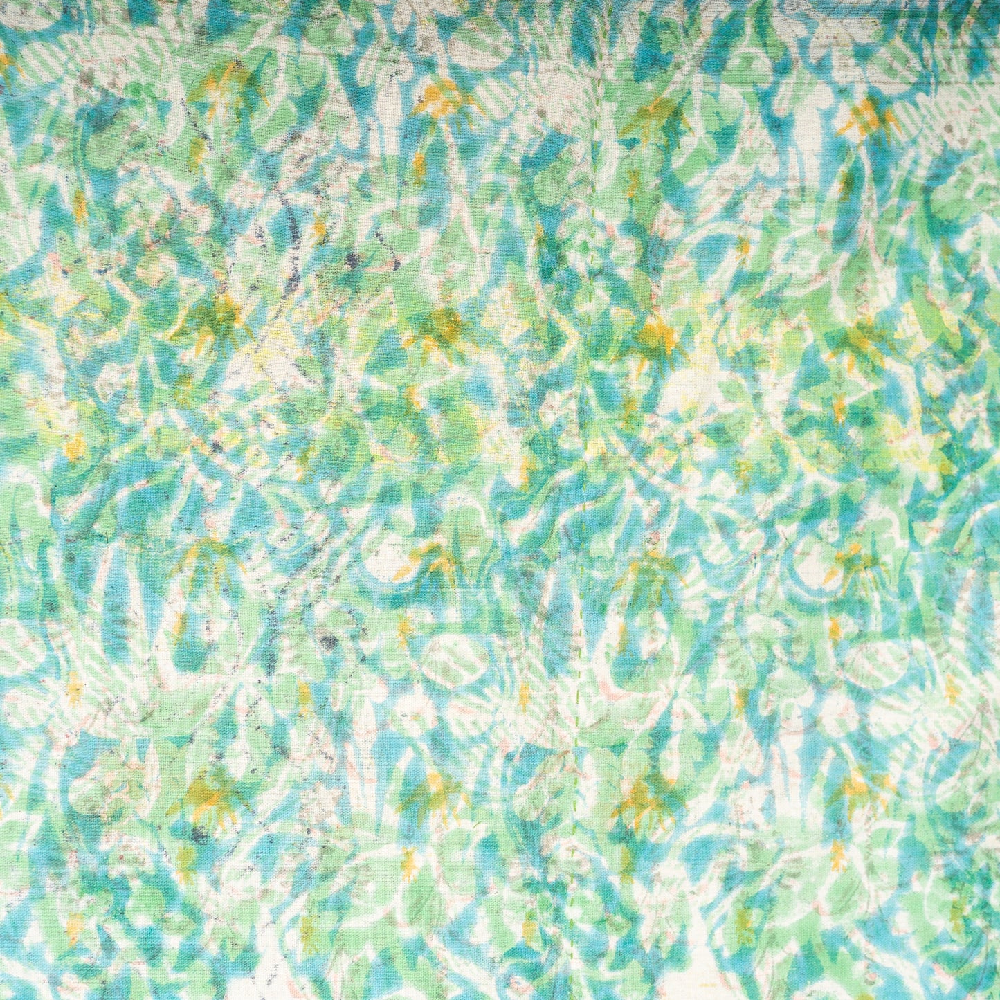 Half Kantha Dohar Quilt - Sea Glass / Moss - One of a Kind