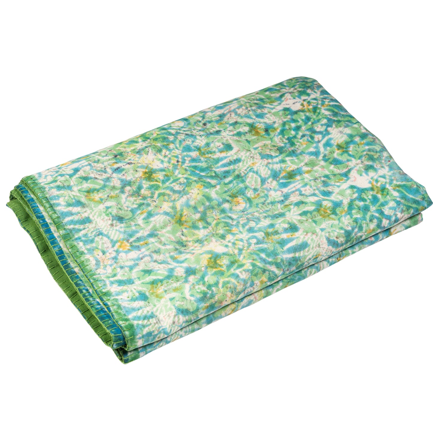Half Kantha Dohar Quilt - Sea Glass / Moss - One of a Kind