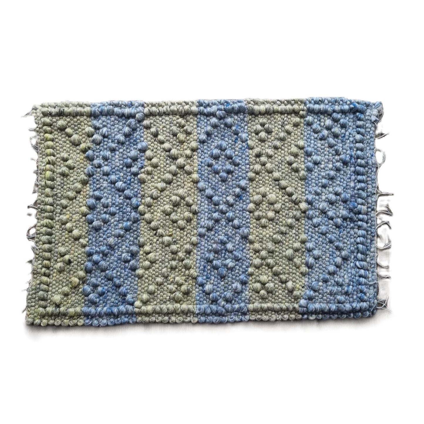Handwoven Blue and Green Wool Doormat