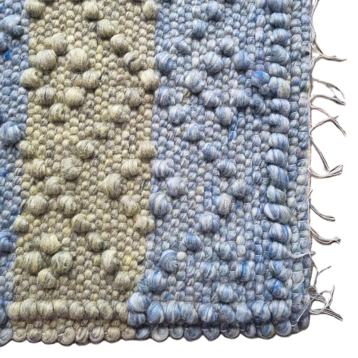 Handwoven Blue and Green Wool Doormat