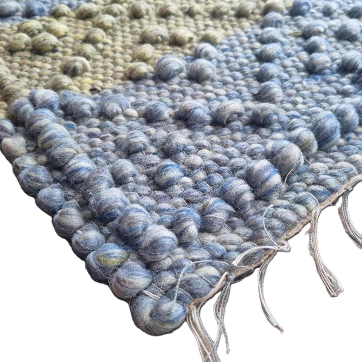 Handwoven Blue and Green Wool Doormat