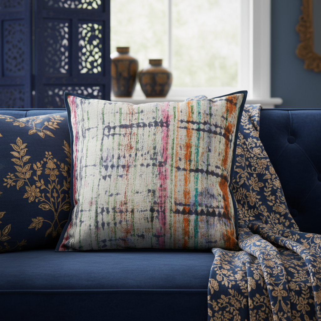 Cushion Cover - Matrix Multi / Blue Iris - 55 x 55 Series of 5