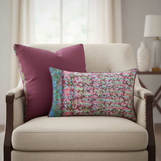 Panel Box Cushion 50 x 50 Damson