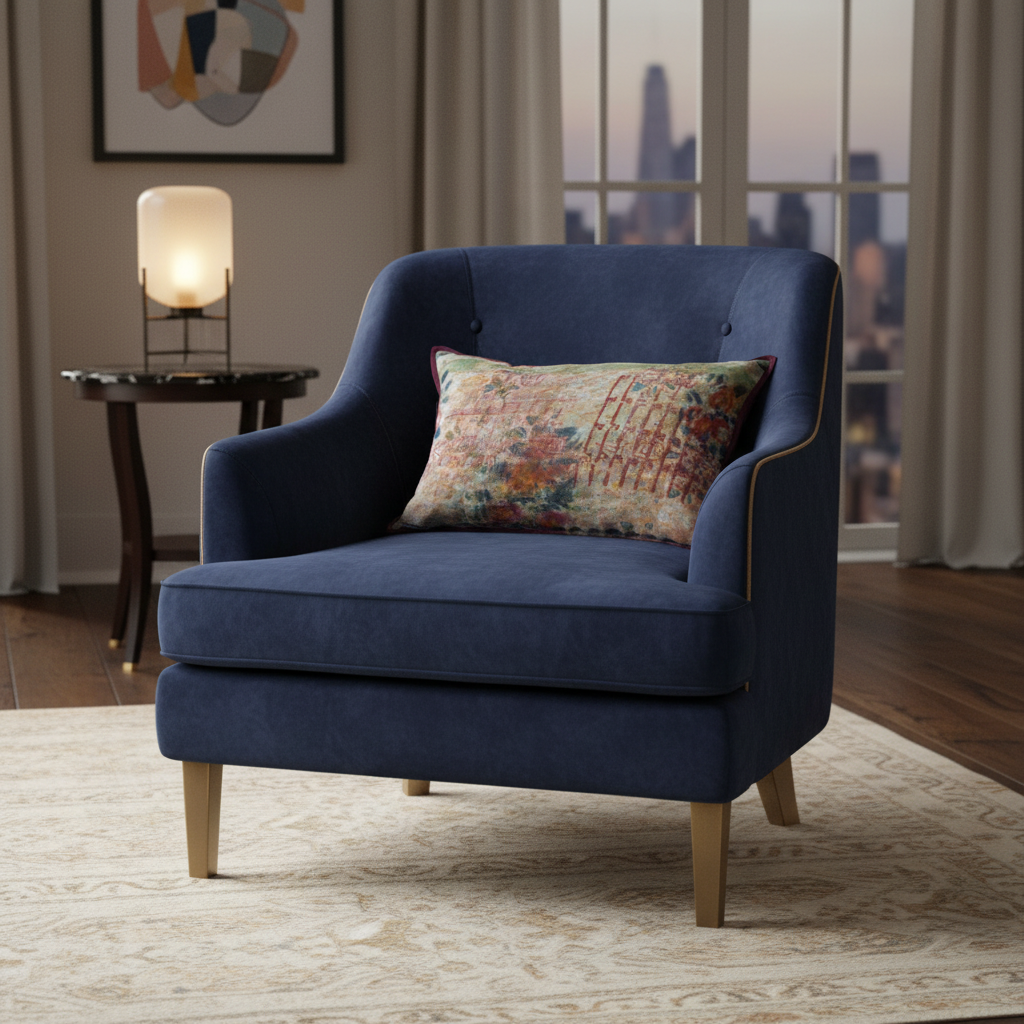 Ultra-luxury chair setting with Damson artisan cushion