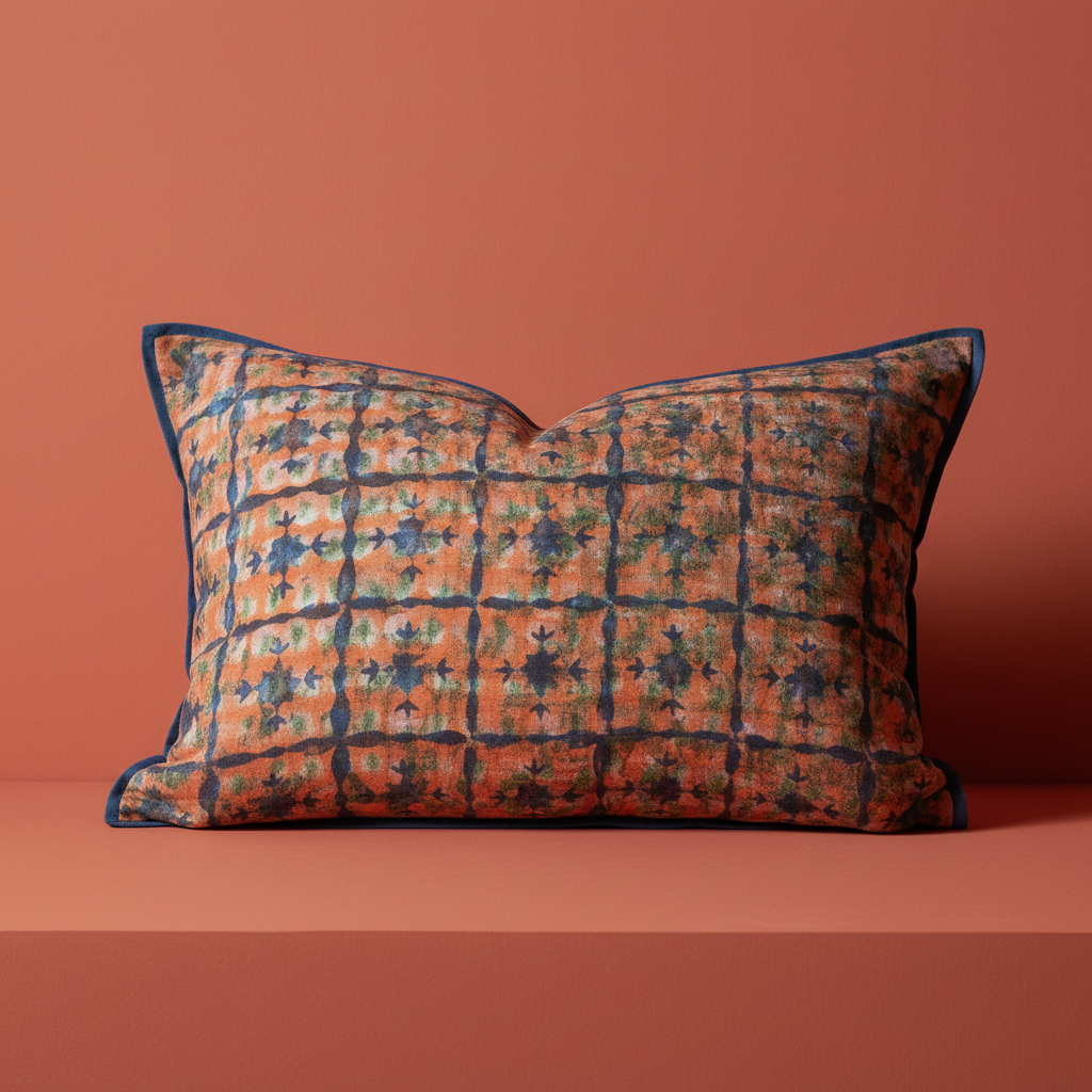 Close-up luxury hero shot with deep coral wall