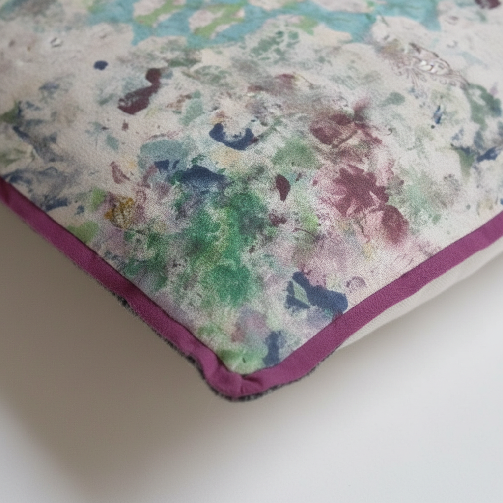 Close-up detail of Damson cushion