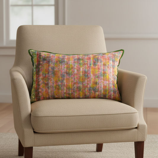 Plump artisan cushion on neutral luxury chair