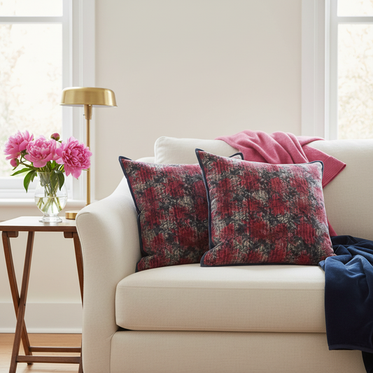 Cushion Cover - Cerise Night / Blue Iris 60 x 40 Limited Edition of 3