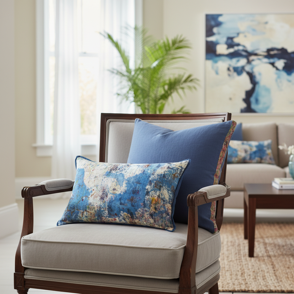 Panel Box Cushion 50 x 50 Blue Iris