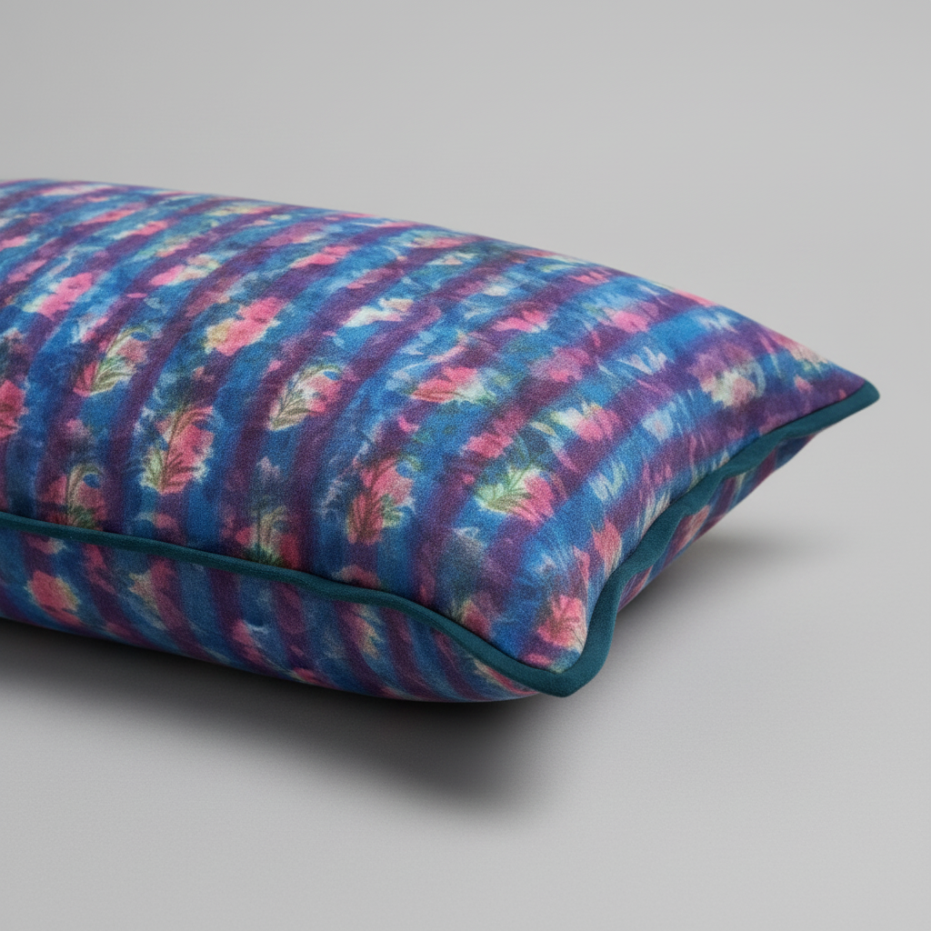 Close-up angled corner perspective of artisan cushion